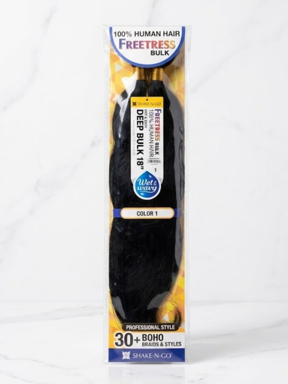 FREETRESS 18" Deep Bulk 100% Human Hair Color 1 ***2 PACK DEAL***